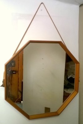 Italian Teak Wood Mirror, 1950s-EI-181047