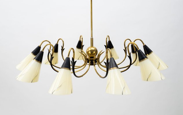 Italian Ten-Light Sputnik Chandelier in Brass and Glass, 1950s-KQB-1240170