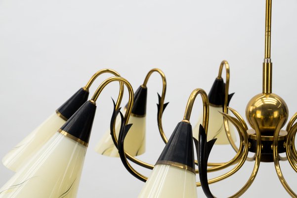 Italian Ten-Light Sputnik Chandelier in Brass and Glass, 1950s-KQB-1240170