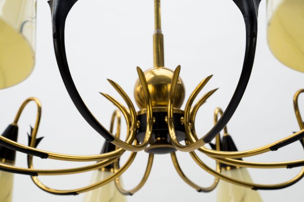 Italian Ten-Light Sputnik Chandelier in Brass and Glass, 1950s-KQB-1240170