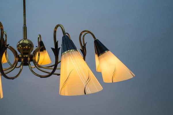 Italian Ten-Light Sputnik Chandelier in Brass and Glass, 1950s-KQB-1240170