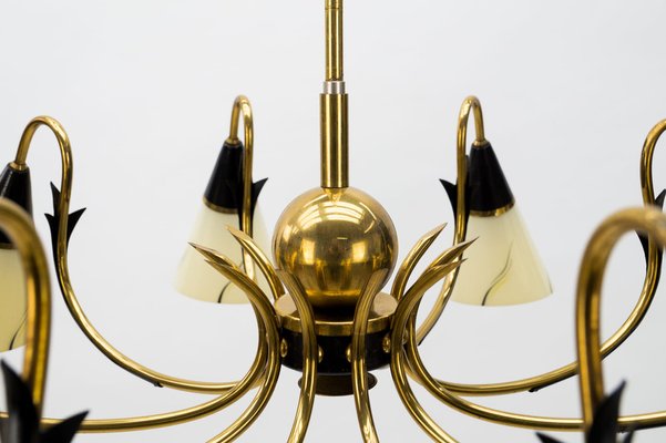 Italian Ten-Light Sputnik Chandelier in Brass and Glass, 1950s-KQB-1240170