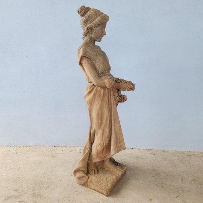 Italian Terracotta Sculpture of Girl-FDW-2041692