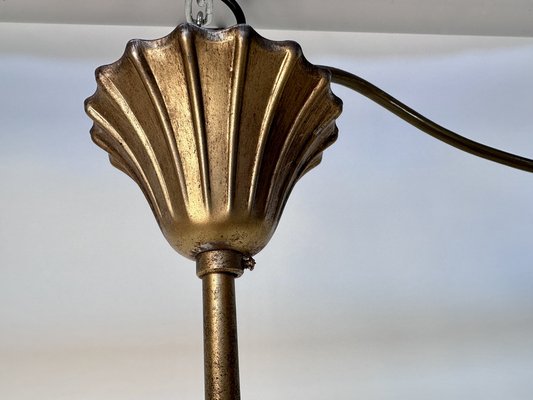 Italian Three-Light Chandelier in Brass Leaf and Murano Glass, 1950s-JP-1811865