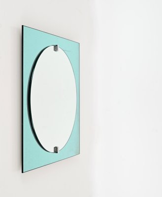 Italian Tiffany Blue Bathroom Vanity Set with Mirror, Sconces, Shelf attributed to Veca, 1970s, Set of 4-JDR-1800805