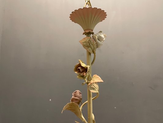 Italian Tole and Ceramic Rose Chandelier-JJC-1017283