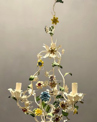 Italian Tole Flower Chandelier, 1960s-JJC-1342156