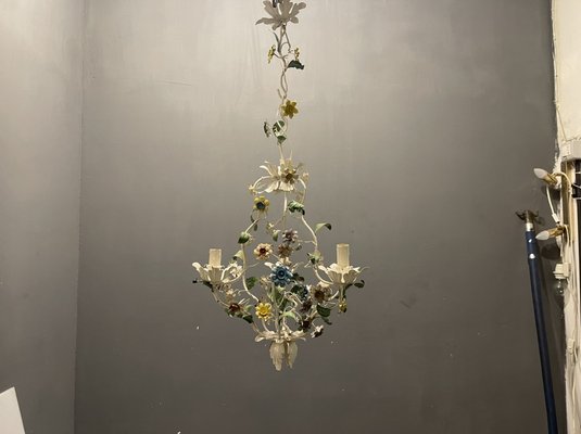 Italian Tole Flower Chandelier, 1960s-JJC-1342156