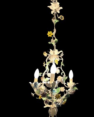 Italian Tole Flower Chandelier, 1960s-JJC-1342156