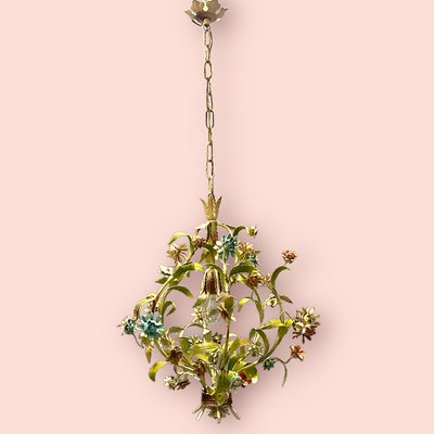 Italian Tole Flower Chandelier, 1960s-JJC-1448750