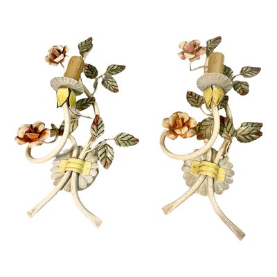 Italian Tole Flower Sconces, Set of 2-JJC-1336680