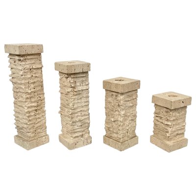 Italian Travertine Candleholder, 1970s, Set of 4-LYQ-1171382