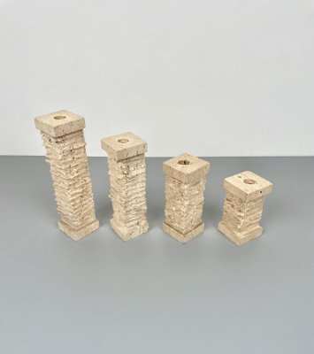 Italian Travertine Candleholder, 1970s, Set of 4-LYQ-1171382