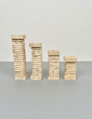 Italian Travertine Candleholder, 1970s, Set of 4-LYQ-1171382