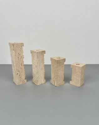 Italian Travertine Candleholder, 1970s, Set of 4-LYQ-1171382