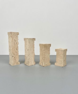 Italian Travertine Candleholder, 1970s, Set of 4-LYQ-1171382