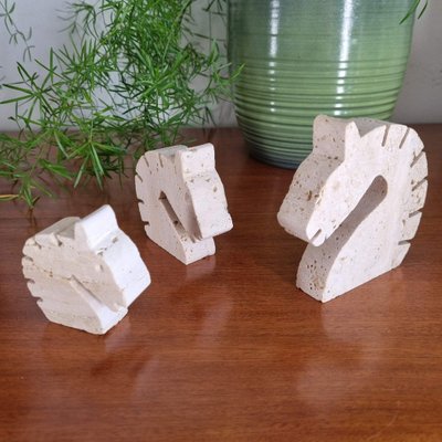 Italian Travertine Figurines from Fratelli Mannelli, 1970s, Set of 3-PUG-1368180