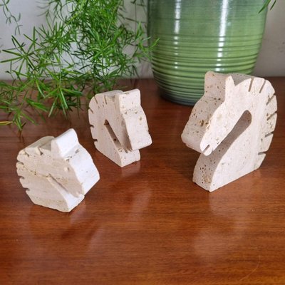 Italian Travertine Figurines from Fratelli Mannelli, 1970s, Set of 3-PUG-1368180