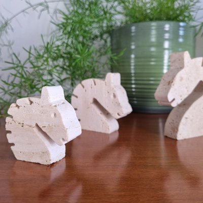 Italian Travertine Figurines from Fratelli Mannelli, 1970s, Set of 3-PUG-1368180