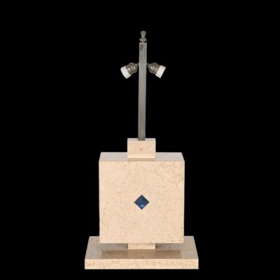 Italian Travertine Marble and Lapis Lazuli Table Lamp, 1970s-JDR-1419235