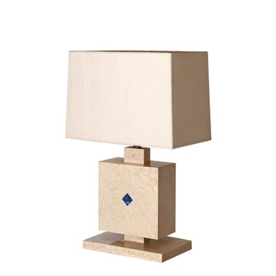 Italian Travertine Marble and Lapis Lazuli Table Lamp, 1970s-JDR-1419235