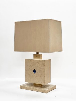 Italian Travertine Marble and Lapis Lazuli Table Lamp, 1970s-JDR-1419235