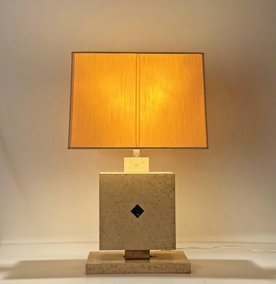 Italian Travertine Marble and Lapis Lazuli Table Lamp, 1970s-JDR-1419235