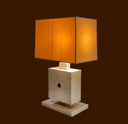 Italian Travertine Marble and Lapis Lazuli Table Lamp, 1970s-JDR-1419235