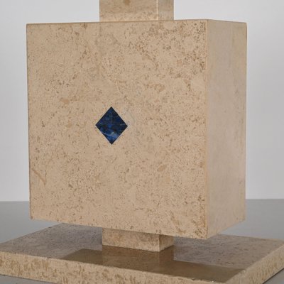 Italian Travertine Marble and Lapis Lazuli Table Lamp, 1970s-JDR-1419235