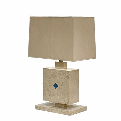 Italian Travertine Marble and Lapis Lazuli Table Lamp, 1970s-JDR-1419235