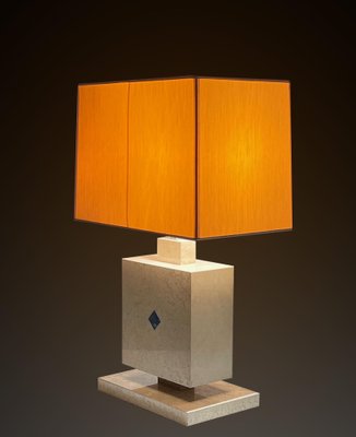 Italian Travertine Marble and Lapis Lazuli Table Lamp, 1970s-JDR-1419235