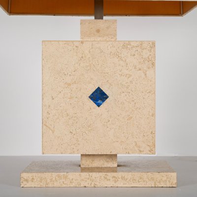 Italian Travertine Marble and Lapis Lazuli Table Lamp, 1970s-JDR-1419235