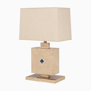 Italian Travertine Marble and Lapis Lazuli Table Lamp, 1970s-JDR-1419235