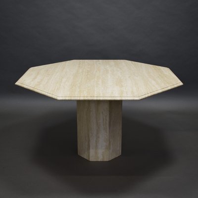 Italian Travertine Marble Dining Table, 1970s-TE-576560