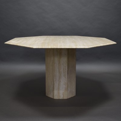 Italian Travertine Marble Dining Table, 1970s-TE-576560