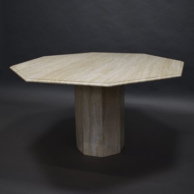 Italian Travertine Marble Dining Table, 1970s-TE-576560