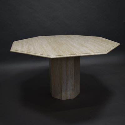 Italian Travertine Marble Dining Table, 1970s-TE-576560