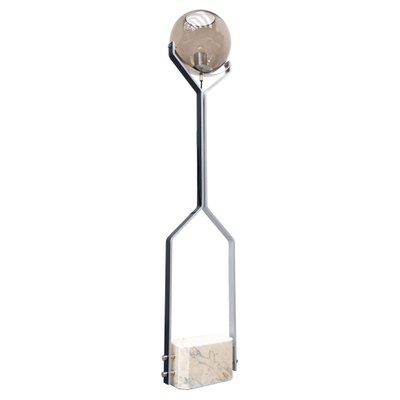 Italian Travertine, Steel and Glass Floor Lamp, 1970s-FGA-986212