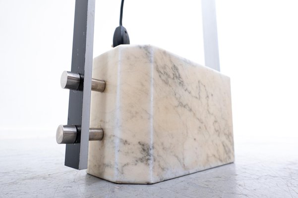 Italian Travertine, Steel and Glass Floor Lamp, 1970s-FGA-986212