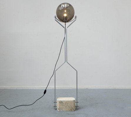 Italian Travertine, Steel and Glass Floor Lamp, 1970s-FGA-986212