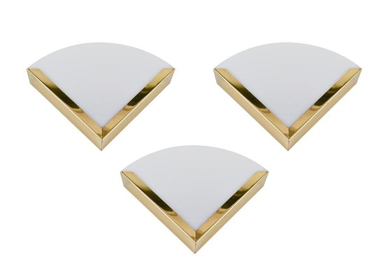 Italian Triangular Sconce in Brass and White Acrylic Glass, 1970s-JDR-1770765