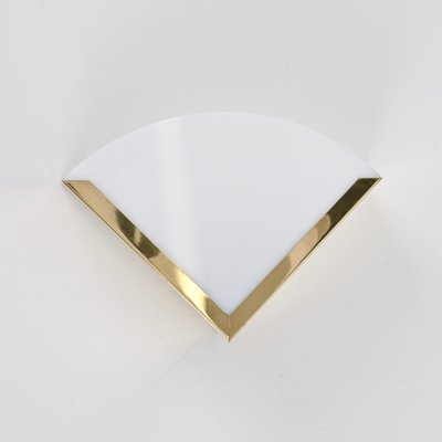 Italian Triangular Sconce in Brass and White Acrylic Glass, 1970s-JDR-1770765