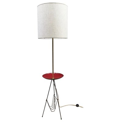 Italian Tripod Floor Lamp with Enamel Table and Magazine Rack-FGA-923381