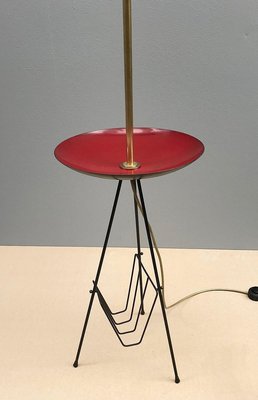 Italian Tripod Floor Lamp with Enamel Table and Magazine Rack-FGA-923381