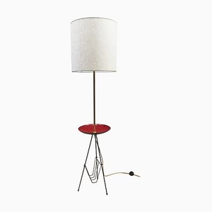 Italian Tripod Floor Lamp with Enamel Table and Magazine Rack-FGA-923381