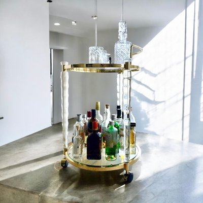 Italian Trolley in Brass and Glass, 1970s-DZY-2033184