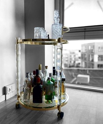 Italian Trolley in Brass and Glass, 1970s-DZY-2033184