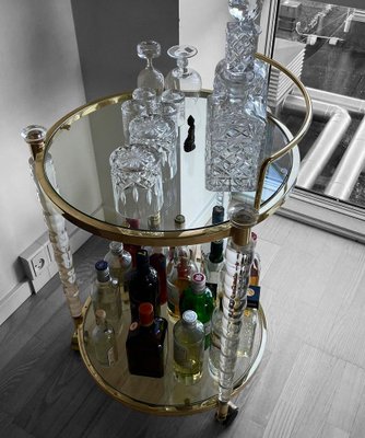 Italian Trolley in Brass and Glass, 1970s-DZY-2033184