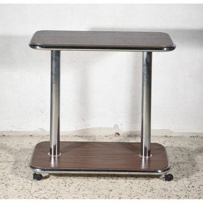 Italian Trolley Table in Wood and Chromed Steel, 1980s-RAQ-750694