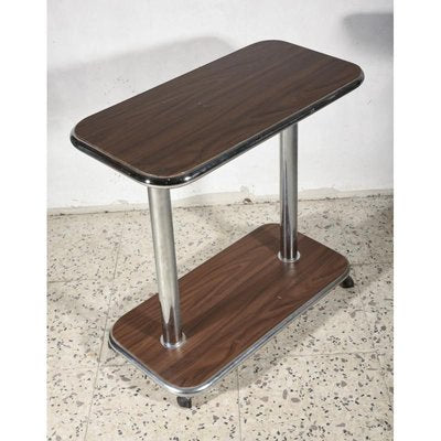 Italian Trolley Table in Wood and Chromed Steel, 1980s-RAQ-750694